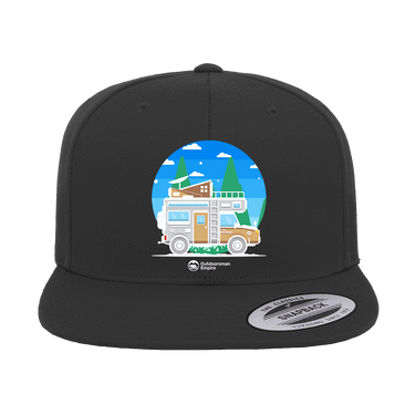 Funny Camping Printed Flat Bill Cap